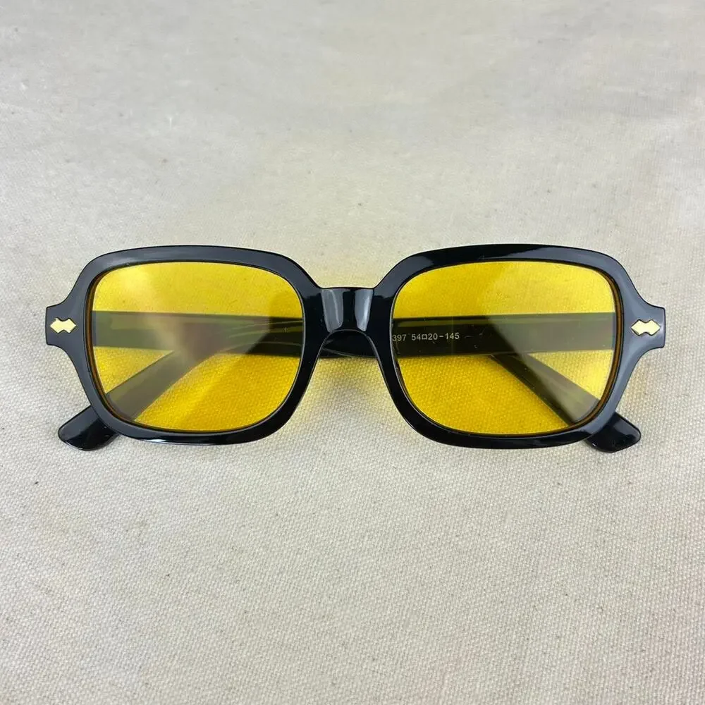 Vintage unique retro style black rounded square sunglasses cyber grunge techno
